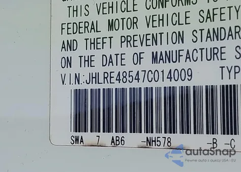 2007 Honda Cr-V Ex из США, поврежденный, VIN JHLRE48547C014009